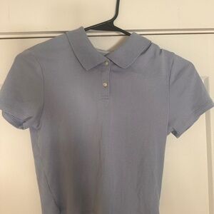 American Eagle Outfitters Silver Fitted Polo Collar Button Down Shirt